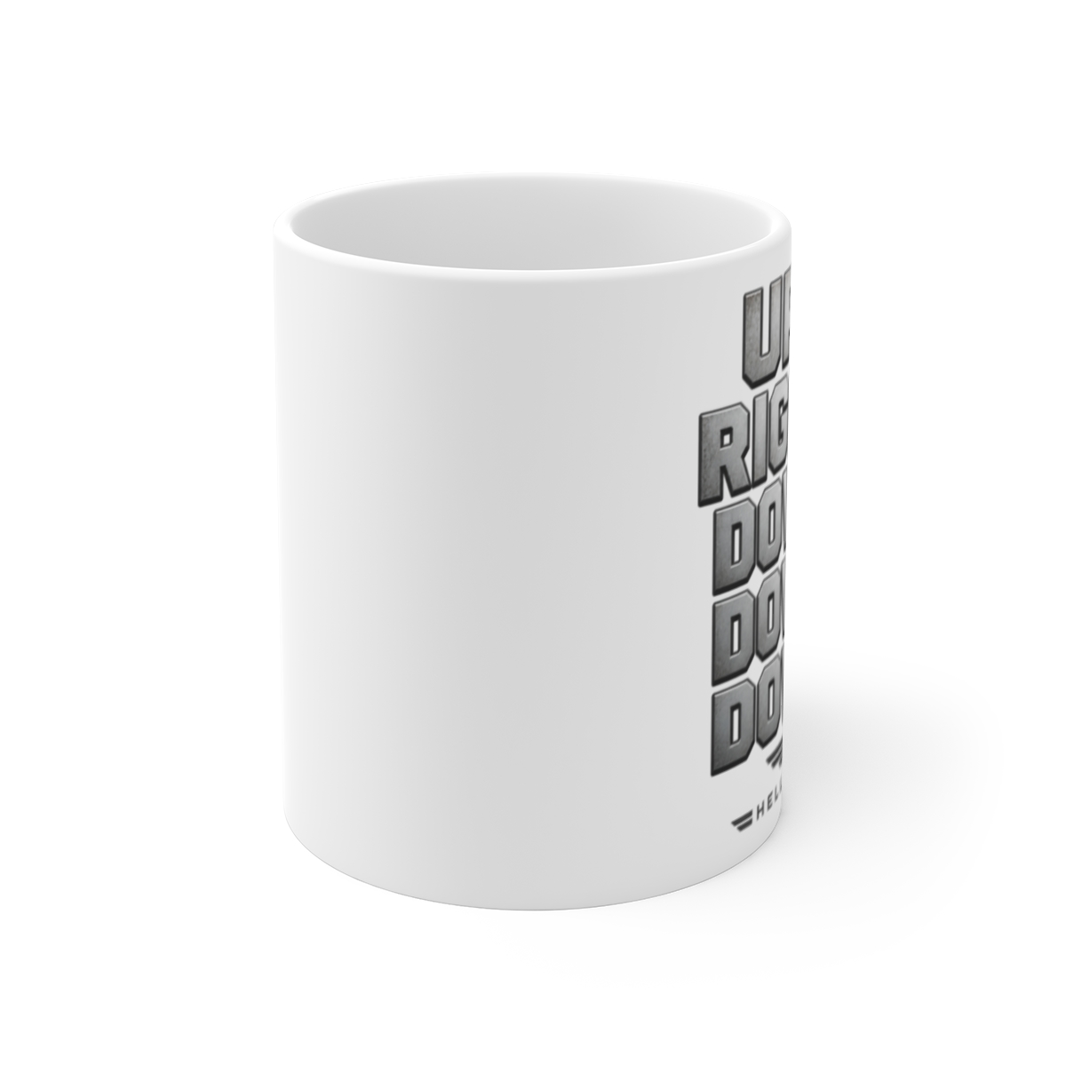 Helldivers "UP, RIGHT, DOWN, DOWN, DOWN" White Mug - alternate angle 1, merchandise