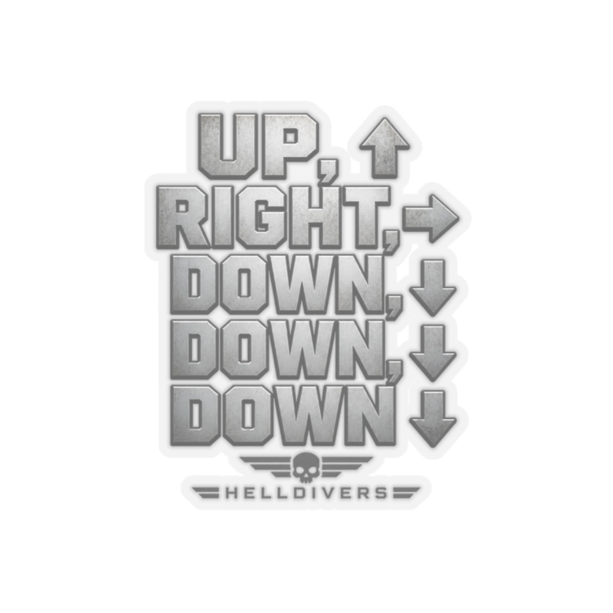 Helldivers "UP, RIGHT, DOWN, DOWN, DOWN" Sticker - alternate angle 4, merchandise