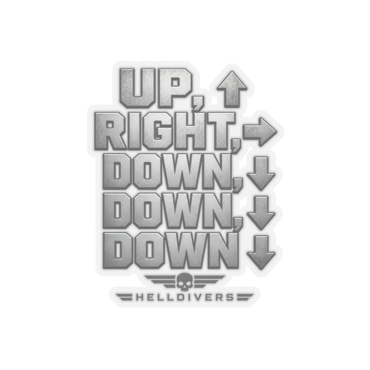 Helldivers "UP, RIGHT, DOWN, DOWN, DOWN" Sticker - alternate angle 2, merchandise
