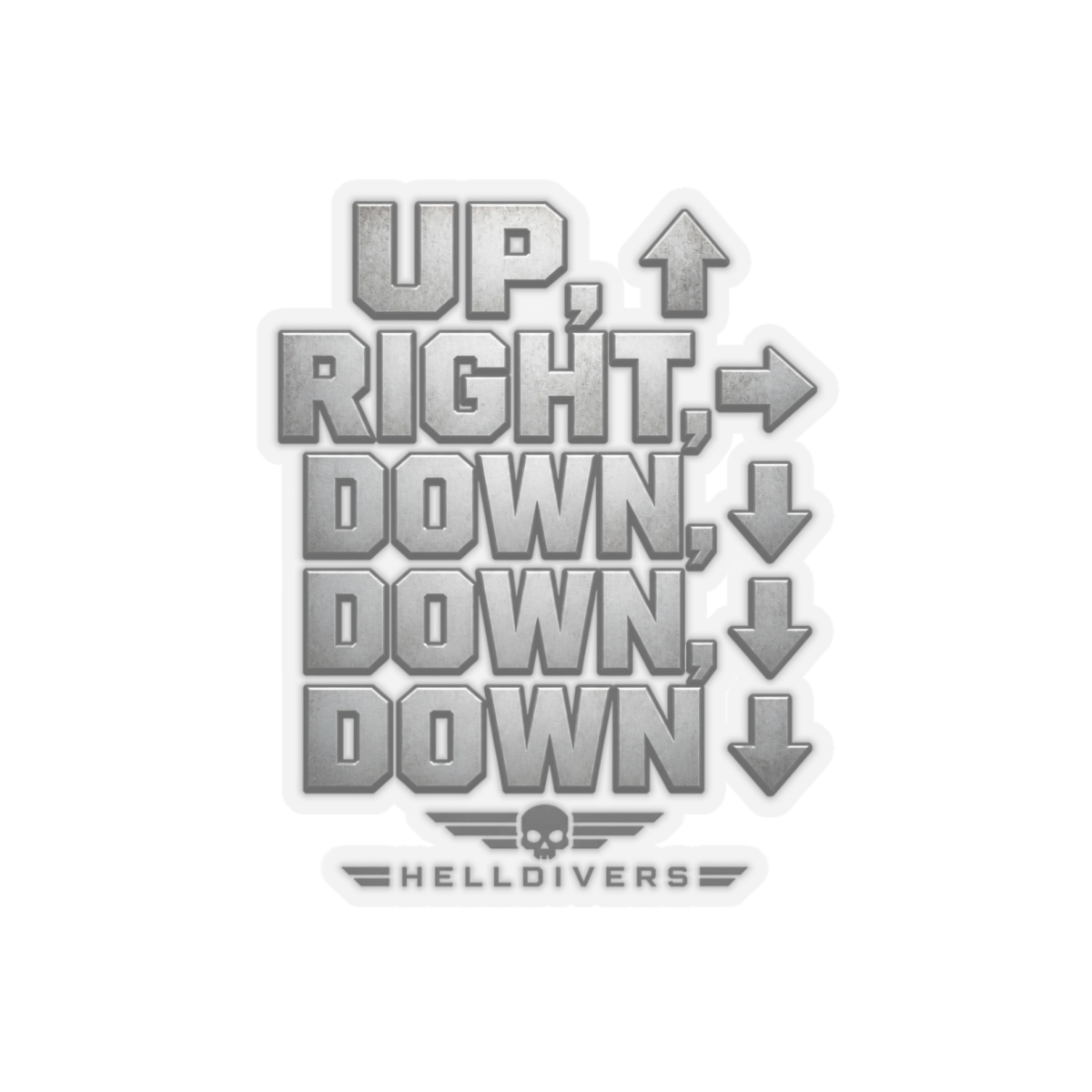 Helldivers "UP, RIGHT, DOWN, DOWN, DOWN" Sticker - alternate angle 3, merchandise