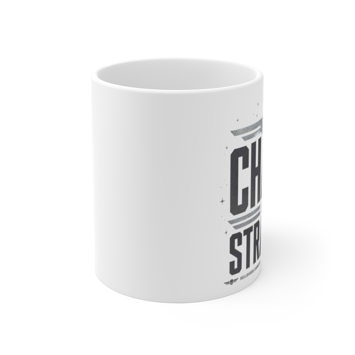 Helldivers "CHAOS IS STRATEGY" White Mug - alternate angle 1, merchandise