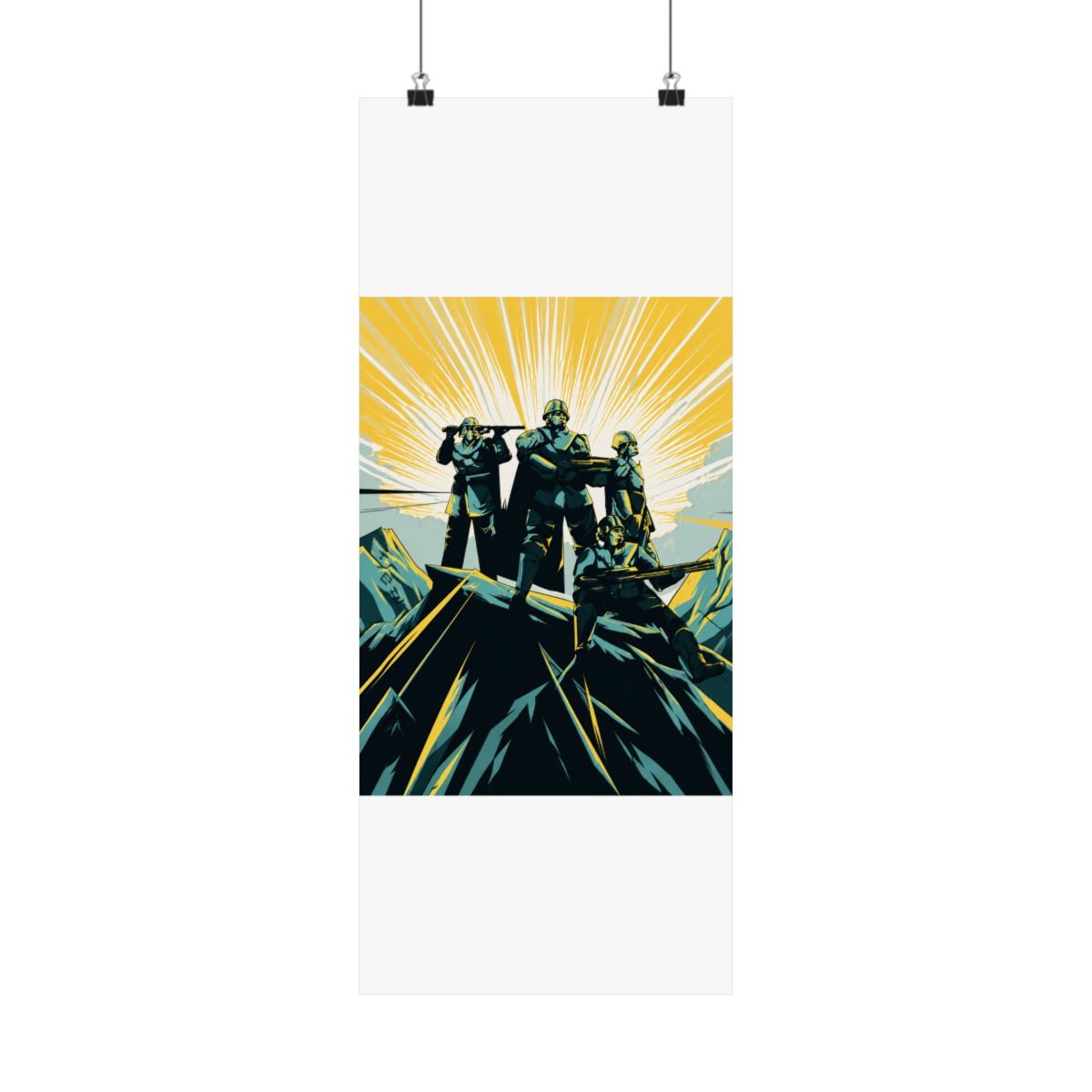 Helldivers 2 Illustrated Poster Sunburst Video Game PopSockets Adhesive PopGrip - alternate angle 1, merchandise